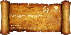 Szinger Magnusz névjegykártya
